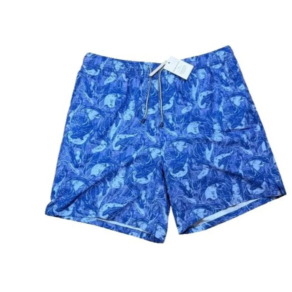 Lined Swim Trunks Shark Sighting Crown Shorts Beach